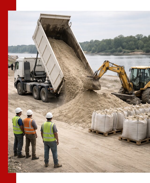 Доставка речного песка в Екатеринбурге самосвалами и погрузкой