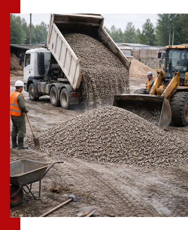 Мытый гравий с доставкой в Екатеринбурге от карьера до участка