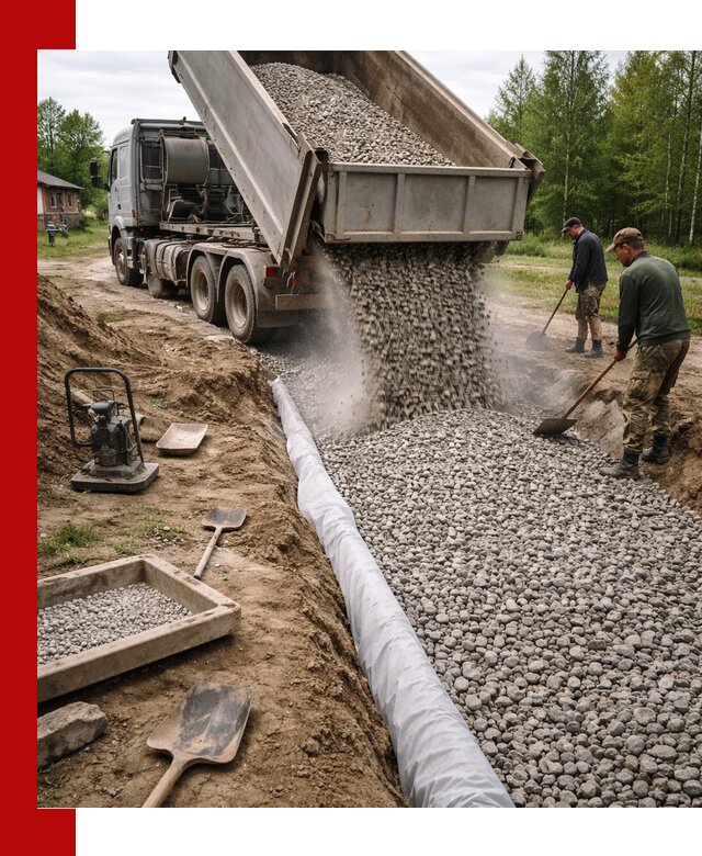 Гравий для дренажа с доставкой в Екатеринбурге качественный и недорогой