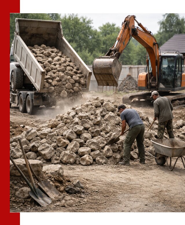 Доставка и разгрузка бутового камня в Екатеринбурге