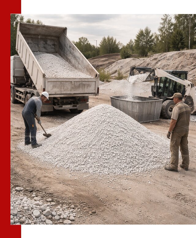 Доставка и продажа белой мраморной крошки в Екатеринбурге