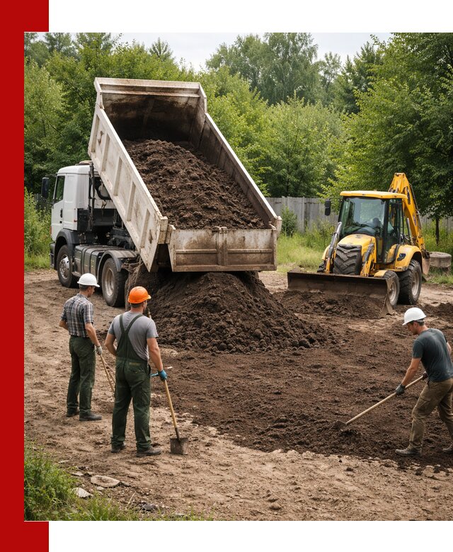 Доставка и укладка грунта для выравнивания участка в Екатеринбурге