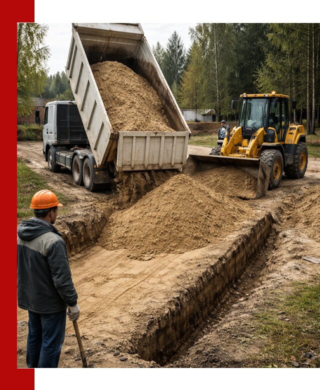 Доставка песчаного грунта в Екатеринбурге для строительных работ