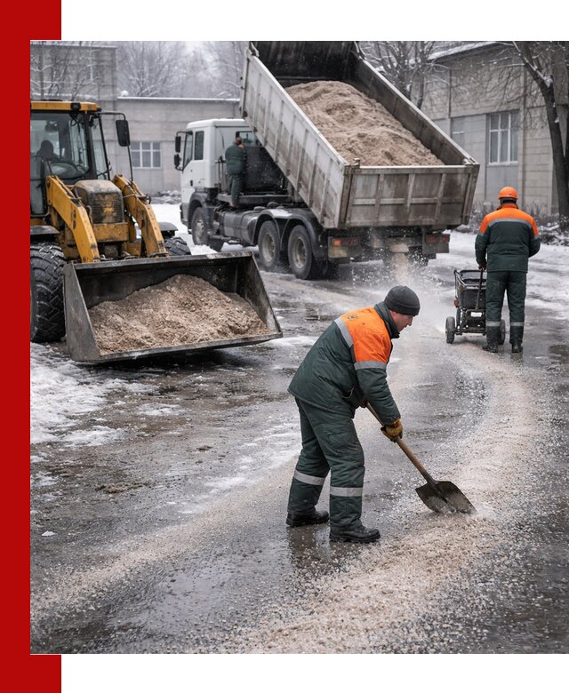 Реагент против гололеда с доставкой и нанесением в Екатеринбурге