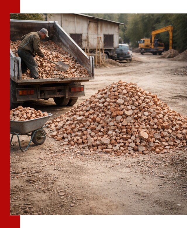 Доставка и подушка из боя кирпича с разгрузкой в Екатеринбурге