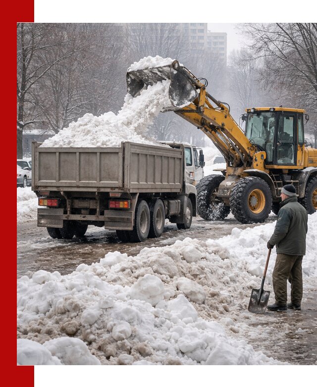 Вывоз снега грузовой техникой в Екатеринбурге оперативно и чисто