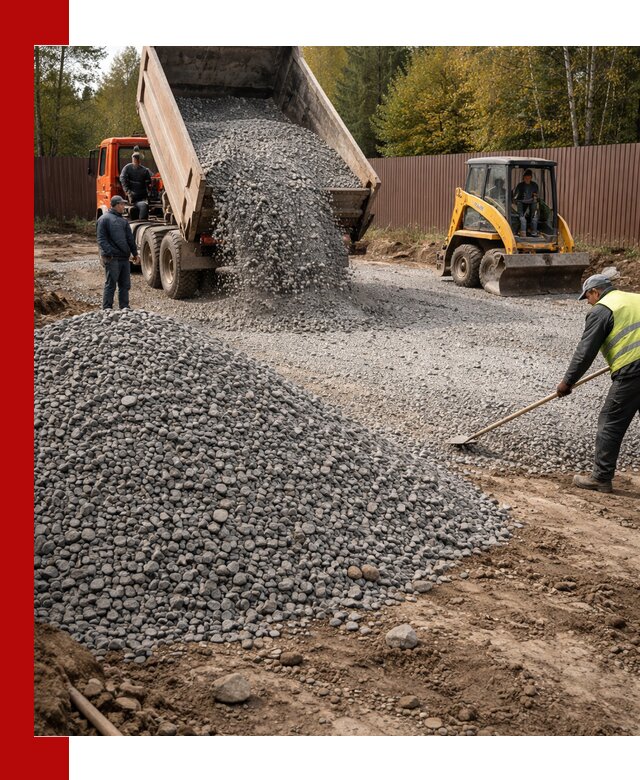 Отсыпка участка щебнем с доставкой и уплотнением в Екатеринбурге